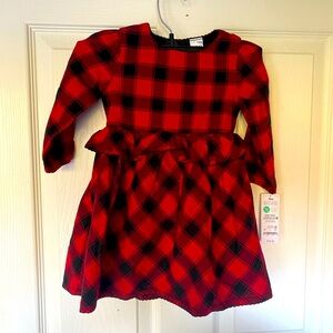 Sz 12 months 2pc Christmas dress set! New Buffalo Print! Black/Red Carter’s